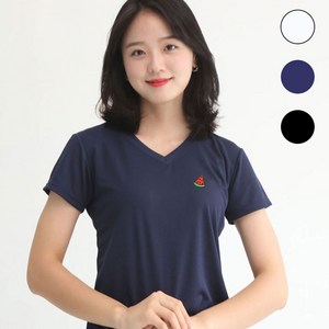 멋지군 쿨론 기능성 브이넥 수박 여름 캐릭터자수 반팔 쿨 티셔츠