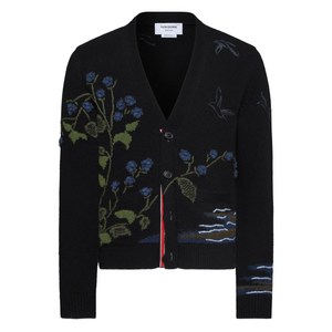 톰 브라운 인타르시아 니트 V넥 가디건