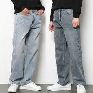 남성청바지 빅사이즈 S~2XL 사계절 세미 와이드 캣워싱 2컬러 뒷밴딩 데님