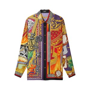 베르사체 버튼 셔츠, 바이올렛/보라계열+레드계열, Italy 48(KR 39)