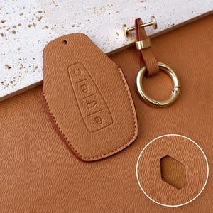 트니르 르노 그랑 콜레오스 호환 D타입 가죽 자동차 키 케이스 키홀더 용품 키홀더, 샌드브라운