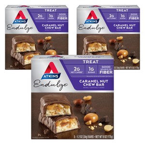 앳킨스 엔둘지 캐러멜 넛 츄 바 5개입, 170g, 3개