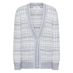 톰 브라운 프런트 포켓 체크 가디건, 화이트계열+그레이계열, Italy 36(KR 33)