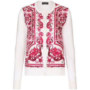 돌체앤가바나 마졸리카 프린트 실크 가디건