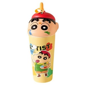 StarR 짱구 도라에몽 스트로 대용량 보온 물병, 600ml, 작은새, 1개