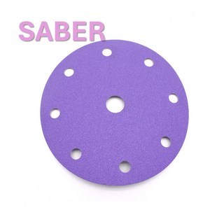 SABER 6인치(150mm) 9홀 세라믹 필름 원형사포 (1BOX 100장), #600, 100개