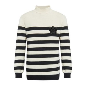 발망 스트라이프 패턴 스웨터, 베이지계열+블랙계열, Standard S(KR 100)