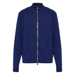 베르사체 케이블 니트 집업 스웨터, 블루계열, Italy 52(KR 110)