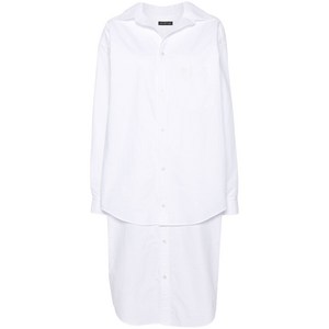 발렌시아가 로고 자수 레이어드 셔츠 드레스