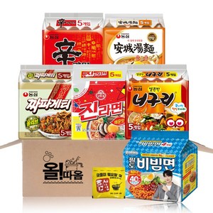 농심 팔도 종합 멀티라면 신라면5+진매5+짜파5+너구리5+안성5+비빔면5+라면스프1, 1세트