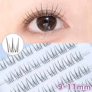 Winkii 노글루 속눈썹 자연스러운 포인트 아이래쉬 포근썸 9-11mm 풀 필요없음 80모 대용량, 투명라인, 1개