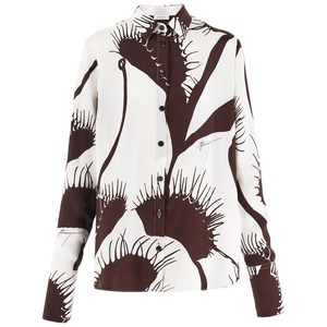 페라가모 비너스 프린트 실크 셔츠, 브라운계열+화이트계열, Italy 40(KR 55)