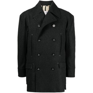 비비안웨스트우드 스트라이프 울 혼방 피코트, 블랙계열, M(KR 100)