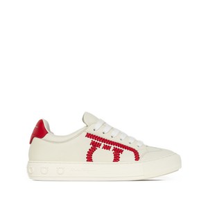 페라가모 레이스업 스니커즈, US width 7C, 베이지계열+레드계열