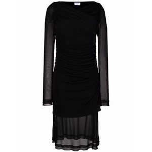 페라가모 시스루 패널 드레이프 미디 드레스, 블랙계열, Italy 48(KR 99)