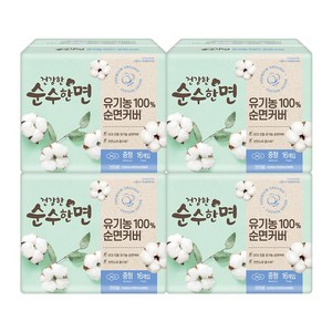 순수한면 건강한 생리대 날개형, 중형, 16매입, 4개