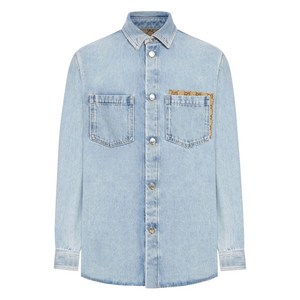 구찌 patch-pocket cotton shirt, 블루계열, Italy 48(KR 110)