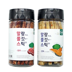 푸르미 강아지 말랑하고 쫄깃한 스틱 껌, 혼합맛(한우/혼합야채), 혼합맛(연어/혼합야채), 180g, 2개