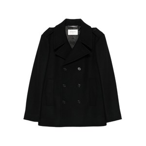 생로랑 더블 브레스티드 쿠프로 코트, 블랙계열, France 48
