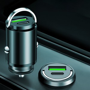 YAFAN 미니 스텔스 듀얼 고속 차량용 충전기, USB+USB