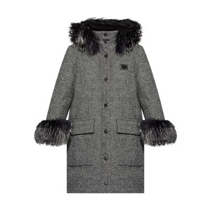 돌체앤가바나 페이크 퍼 트리밍 울 코트