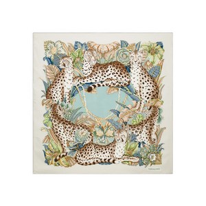 페라가모 치타 프린트 실크 스카프