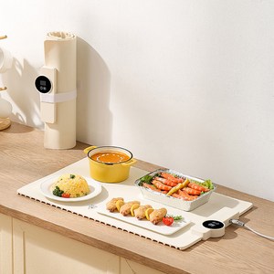 FONOW 푸드워머 접이식 보온기 매트 플레이트 온도로 음식의 맛을 유지시켜 줍니다, 1개, 베이지(60*38cm)