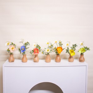 메모리아 납골당 꾸미기 조화 꽃장식 우드 각인 화병, 1개, 피치+각인없음