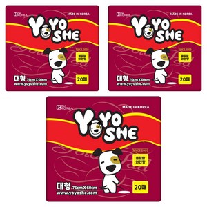 요요쉬 반려견용 배변패드 플로랄와인향, 대형(76 x 60..., 20개입, 3개