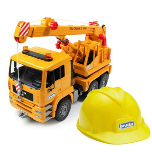브루더 맨 크레인 트럭과 헬멧 건설현장 세트 BR01973, 혼합 색상