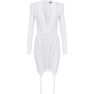 발망 발망 레이스업 디테일 니트 드레스, 화이트계열, France 34(KR 55)