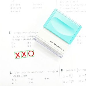 티처스 5칸 도장 3칸 네모 칸 스탬프 빈칸 오답 체크 수학 학습, 녹색, (7mm) 3칸 소형-에메랄드