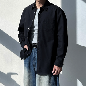 면 100% 고퀄리티 남자 오버 루즈핏 고밀도면 카라 옥스포드 셔츠 빅사이즈