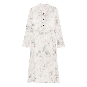 디올 플로럴 프린트 벨트 셔츠 드레스