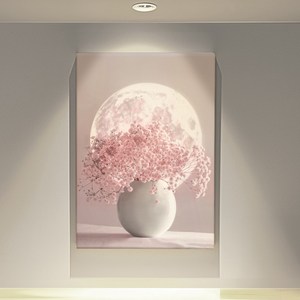 [인메이블] 애화 안개 달항아리 2종 사랑달빛 꽃 그림 캔버스 액자 풍수 인테리어 집들이 선물, 01.애화-사랑달빛, 캔버스액자, 중대형20호 [53x72.7cm]