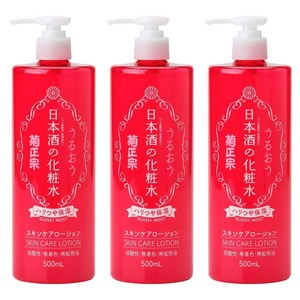 기쿠마사무네 사케 화장수 글로시 모이스트 스킨케어 로션, 500ml, 3개
