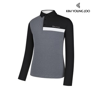 김영주 남성 크로스 배색 카라 마이크로 극세사 기모 티셔츠 / 남자 골프 등산 스판 겨울 긴팔티