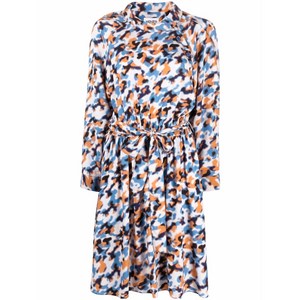 겐조 아트 프린트 드로스트링 미디 드레스, 블루계열+오렌지계열, France 34
