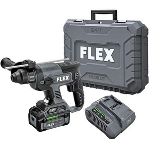 FLEX 24V 브러시리스 무선 78인치 SDS Plus 1.3FtLbs 토크 로터리 해머 키트5.0 포함아 리튬 배터리 및 160W 급속 충전기 FX15311C 그레이블랙, 1개