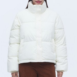 엘쏘 여성용 레더 크롭 패딩 PU 점퍼