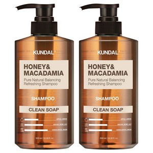 쿤달 허니 앤드 마카다미아 네이처 샴푸 클린솝향, 500ml, 2개