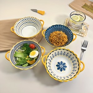 BLOWFISH FUGU 북유럽 스타일 양손 스프볼 라면그릇 도자기 스프그릇 1P/2P, A+B+C+D, 4개