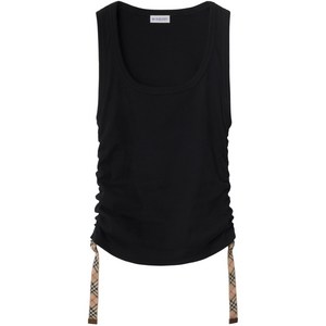 버버리 체크 트리밍 탱크 탑, 블랙계열, Mid standard L