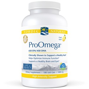 Nordic Naturals 프로오메가 650 EPA /450 DHA 1000mg 레몬 소프트 젤, 180정, 1개