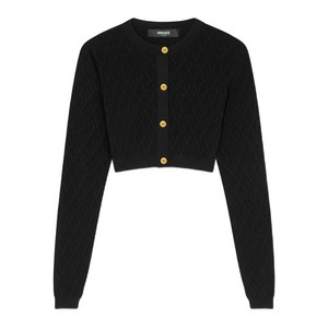 베르사체 기하학 패턴 크롭 가디건, 블랙계열, Italy 36(KR 33)