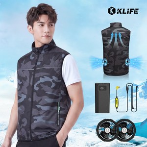 KLIFE 아이스 에어컨조끼 냉각 선풍기조끼 쿨 냉풍조끼 여름작업복 얼음조끼 남녀공용 낚시 등산 현장작업