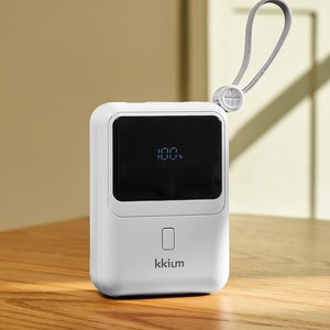 끼움 3XL 4in1 초고속 도킹형 미니 10000mAh PD22.5W 고속 보조배터리 기내반입 가능, 화이트