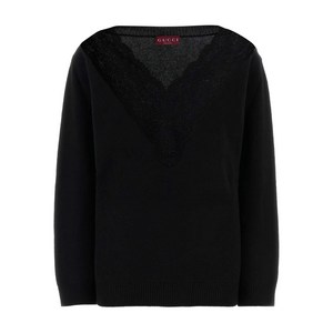 구찌 V넥 긴소매 스웨터, 블랙계열, Standard XS(KR 44)