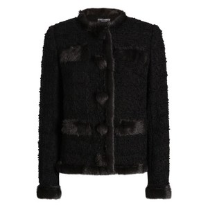 돌체앤가바나 퍼 트리밍 트위드 재킷, 블랙계열, Italy 40(KR 44)