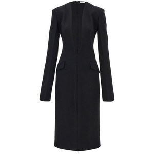 페라가모 V넥 울 드레스